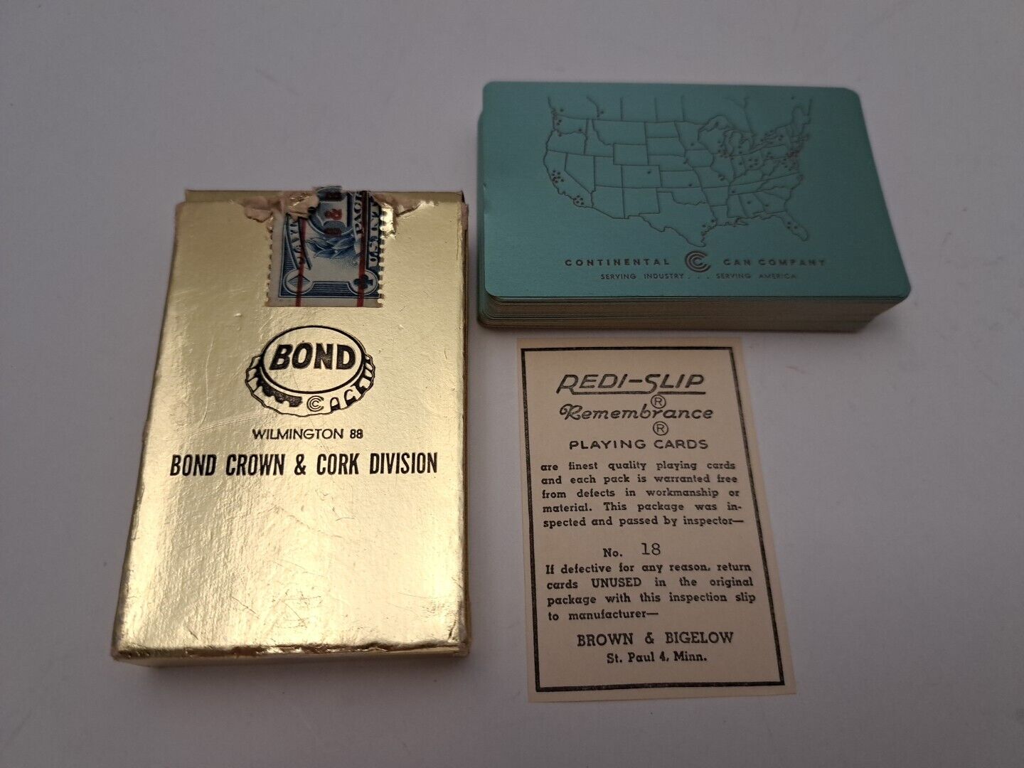 Wilmington Delaware Bond Crown and Cork Advertising Playing Cards Brown Bigelow