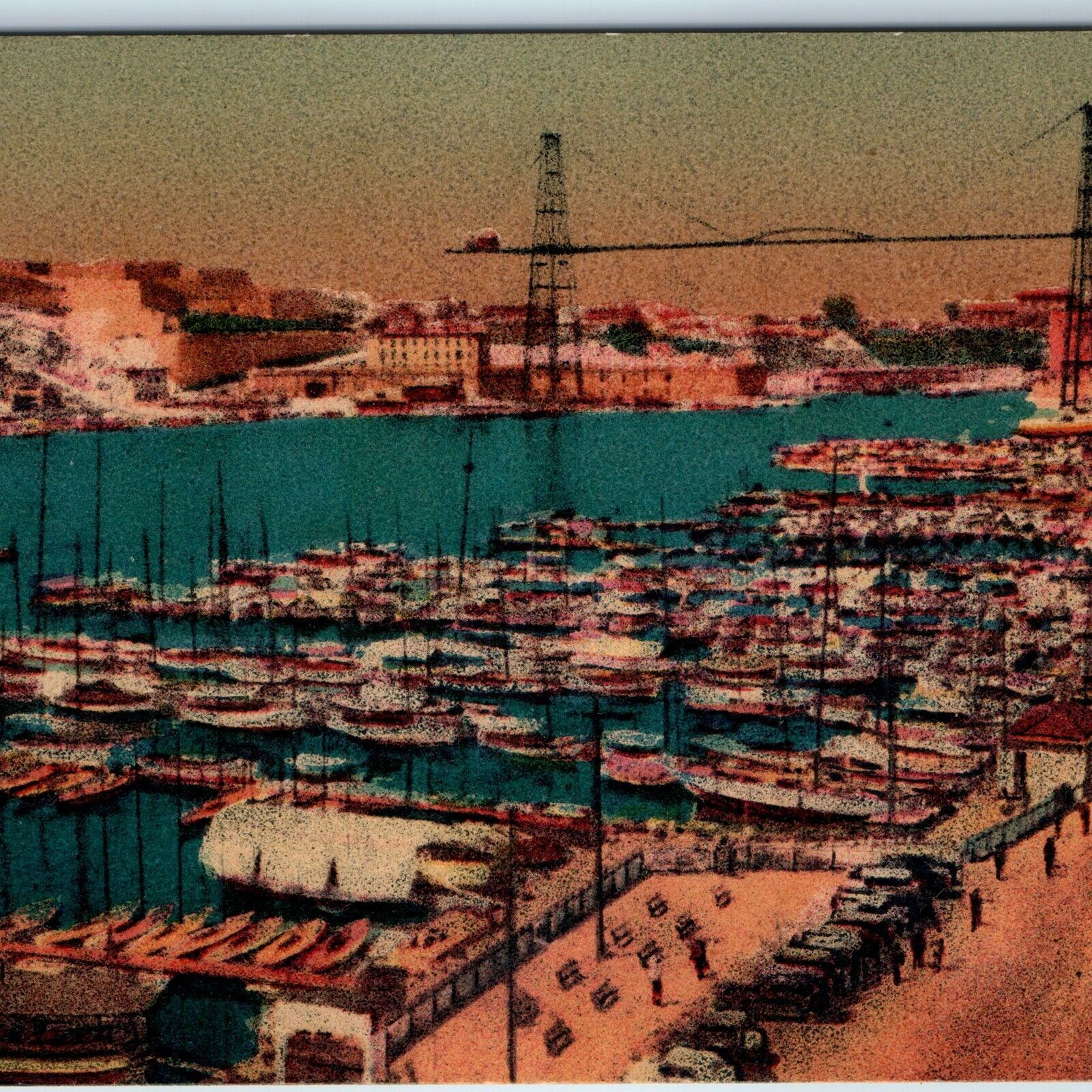 c1930s Marseilles, France Port Transportation Bridge A Tardy Litho Photo PC A203