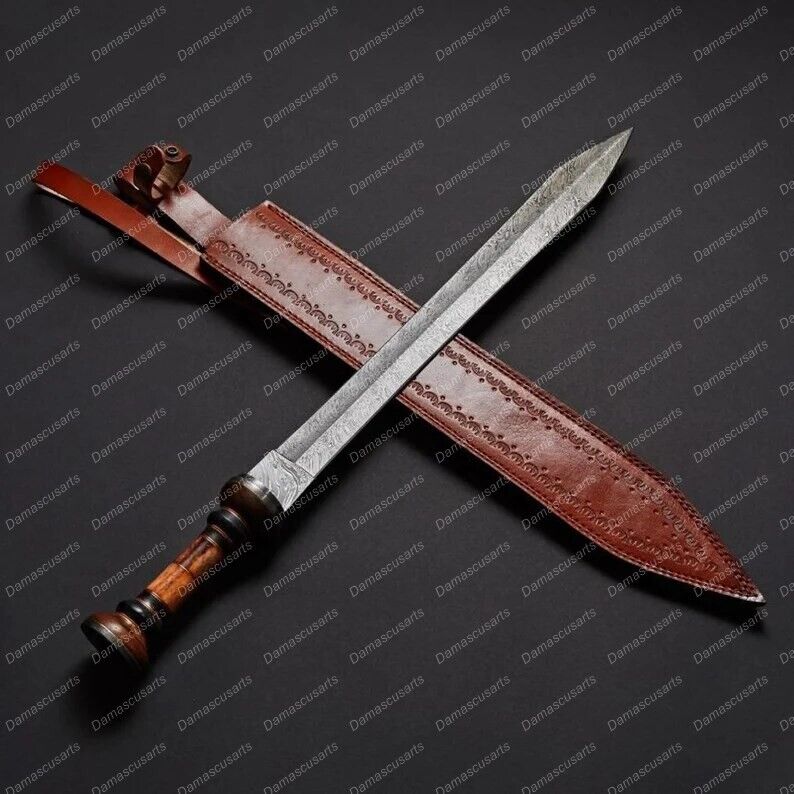 Custom Damascus Roman gladius Sword + Beautiful handle included leather sheath