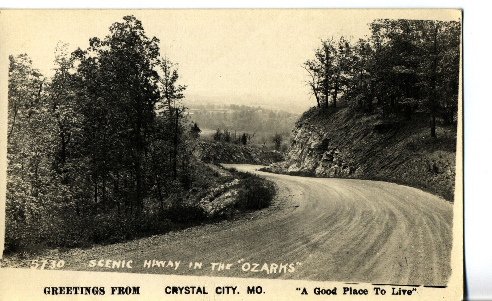 S730 - Scenic Hiway, Crystal City, Mo. Missouri Schuster Real Photo Postcard