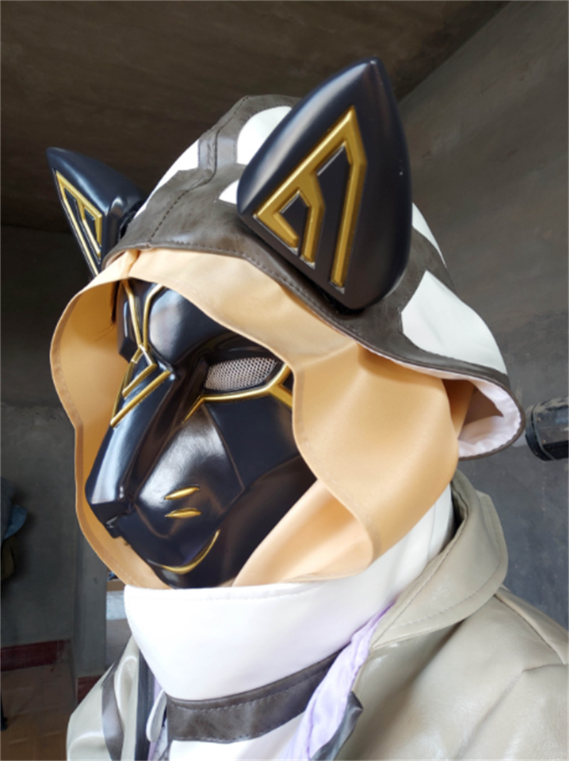 Overwatch Ana Amari Cat God Bastet Black Gold Full Face Mask Helmet Cosplay Prop
