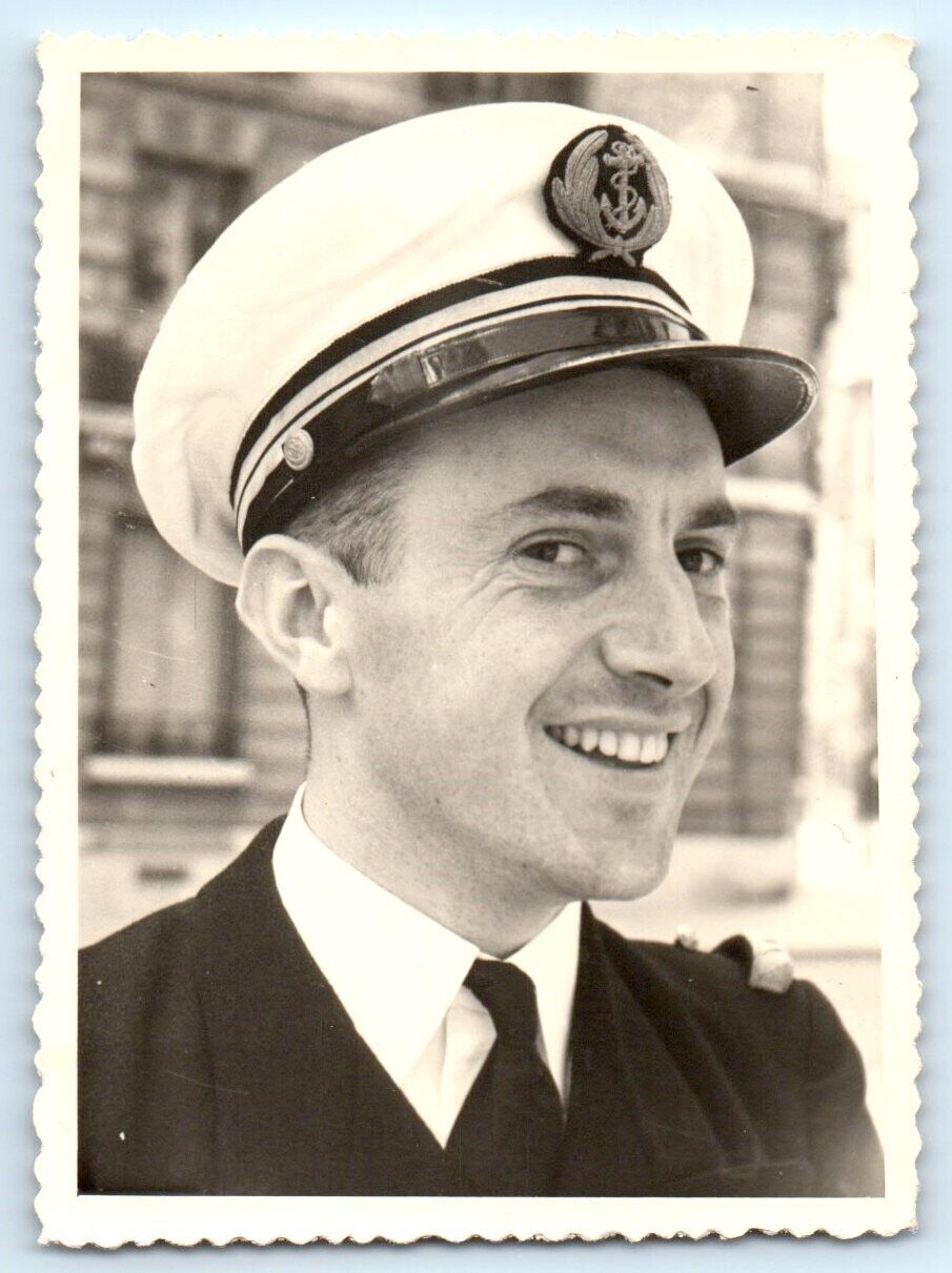 Navy Officer Handsome Attractive Man Smiling Portrait GAY INT VTG Photo A9