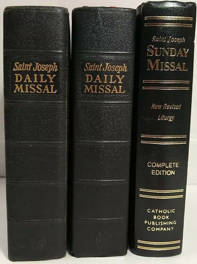 Lot of 3 Saint Joseph Missal Daily LEATHER 1959 1964, Sunday 1999, Catholic St.