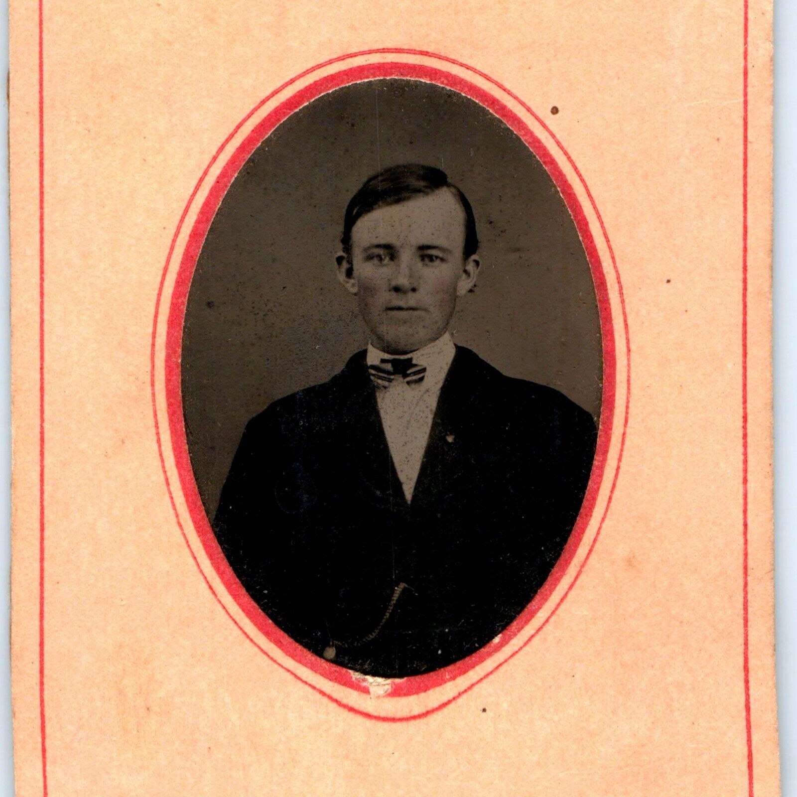 ID\'d c1860s Cool Young Man Classy Tintype Real Photo Paper Border Pat Toker H40