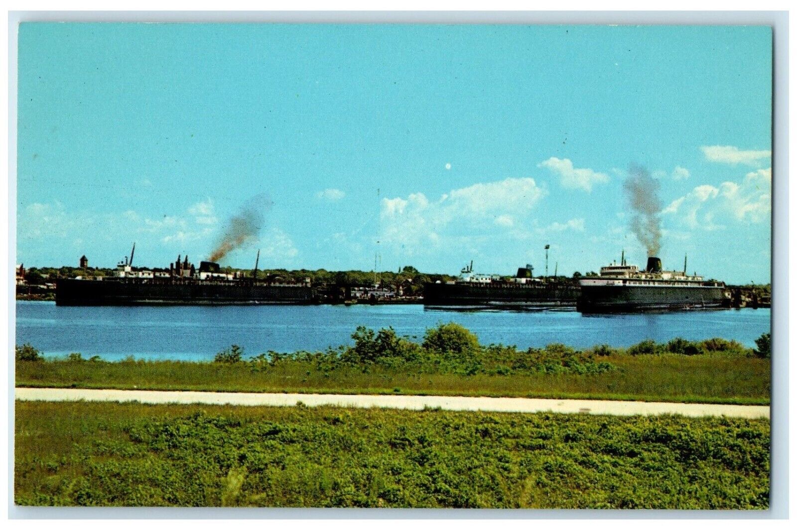 c1960 Car Ferries Ludington Harbor Steamer Ludington Michigan Vintage Postcard