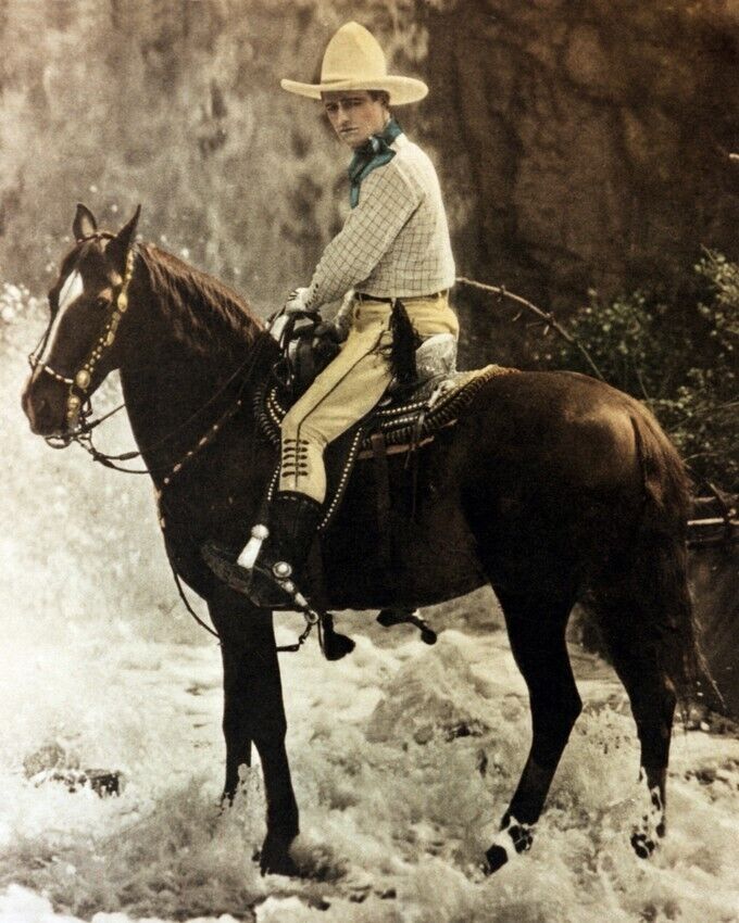 John Wayne 8x10 Real Photo very early western on horseback