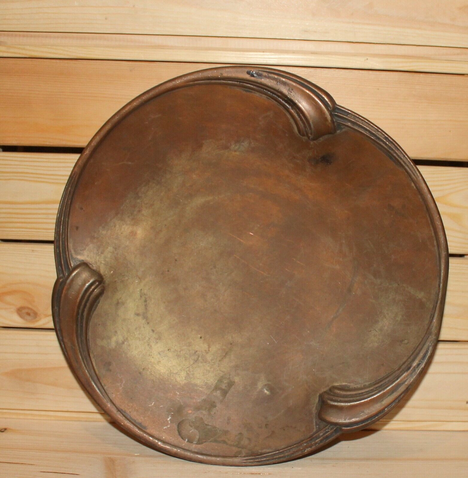 Antique hand made footed copper bowl