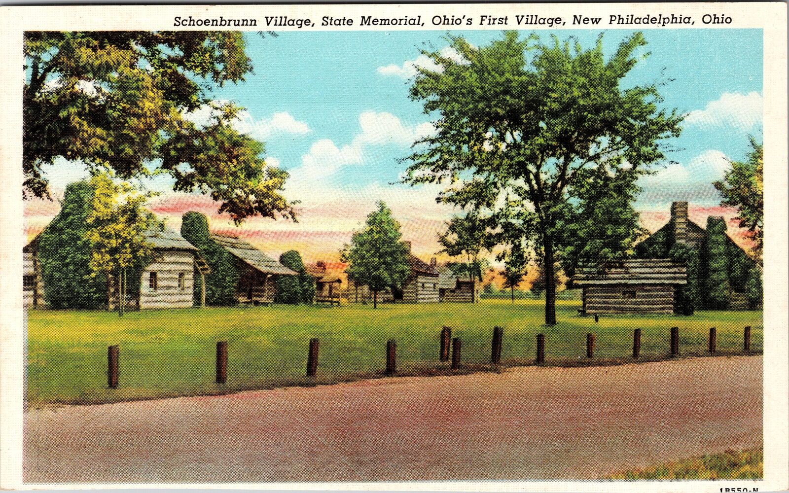 New Philadelphia OH-Ohio, Schoenbrunn Village, Vintage Postcard