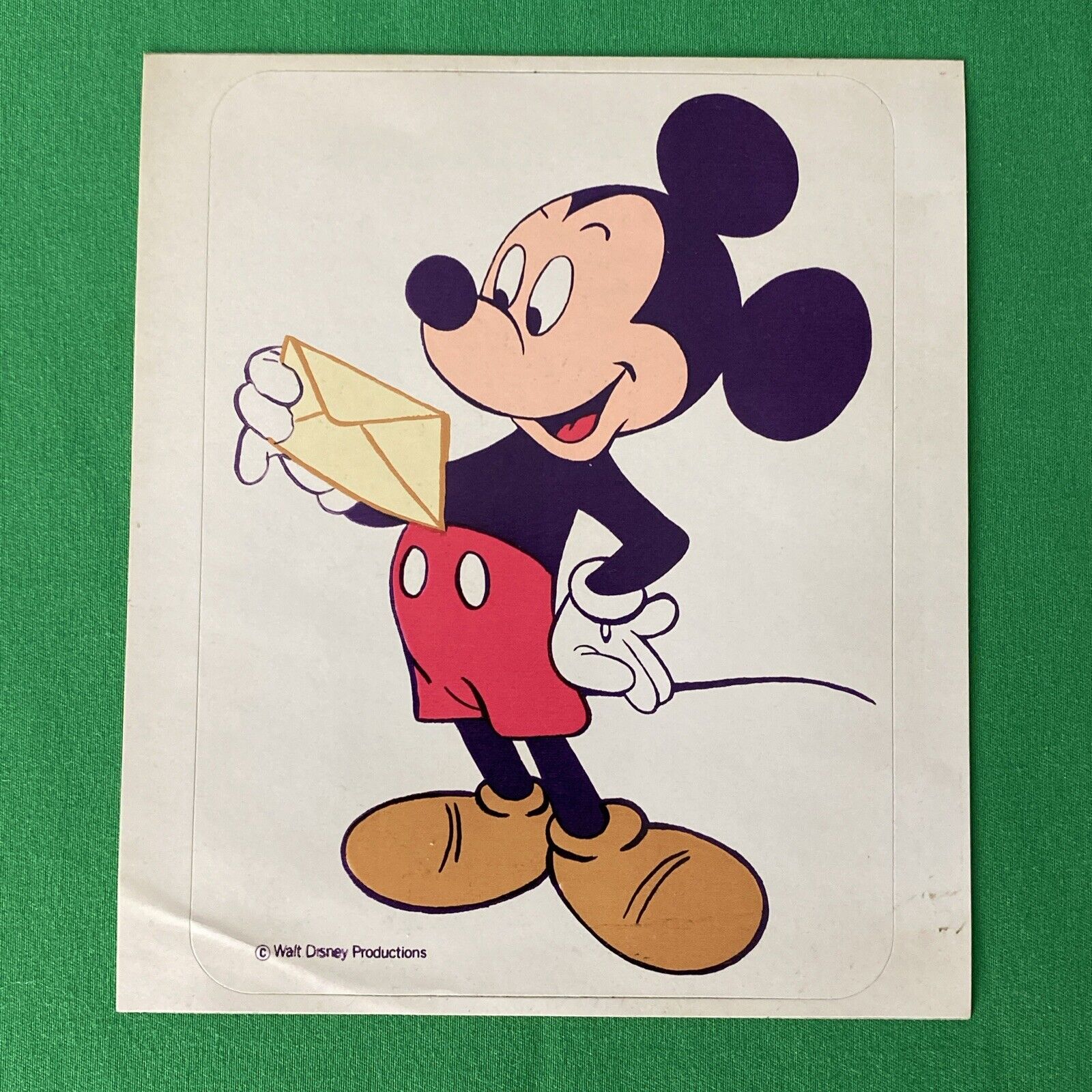 Vintage 1970s MICKEY MOUSE Sticker Decal Walt Disney Productions 5x6 Inch RARE