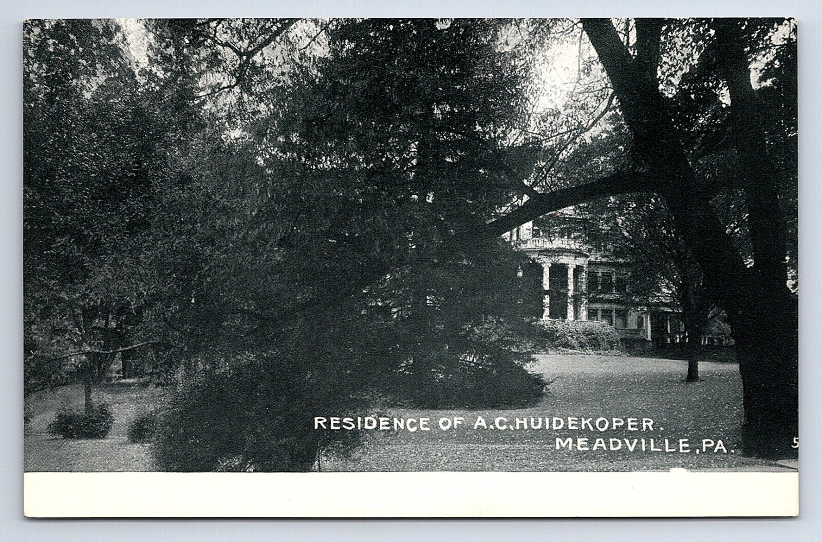 Postcard Meadville PA Residence of AC Huidekoper Pennsylvania