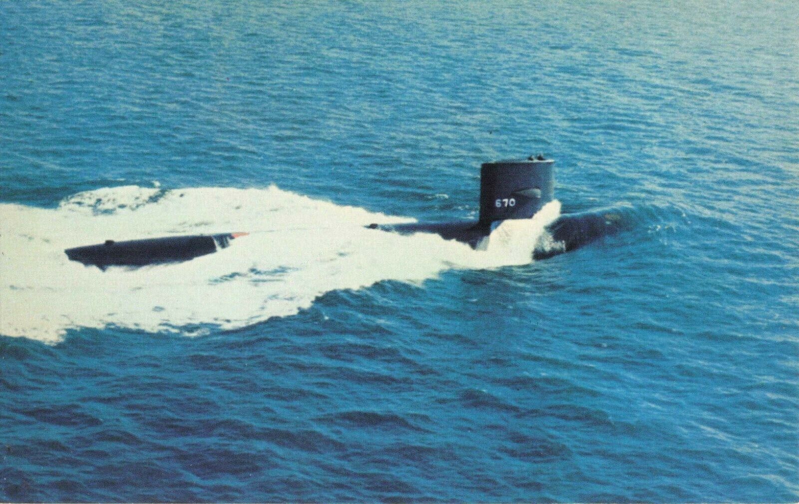 Postcard USS Finback SSN-670 Sturgeon Class Attack Submarine