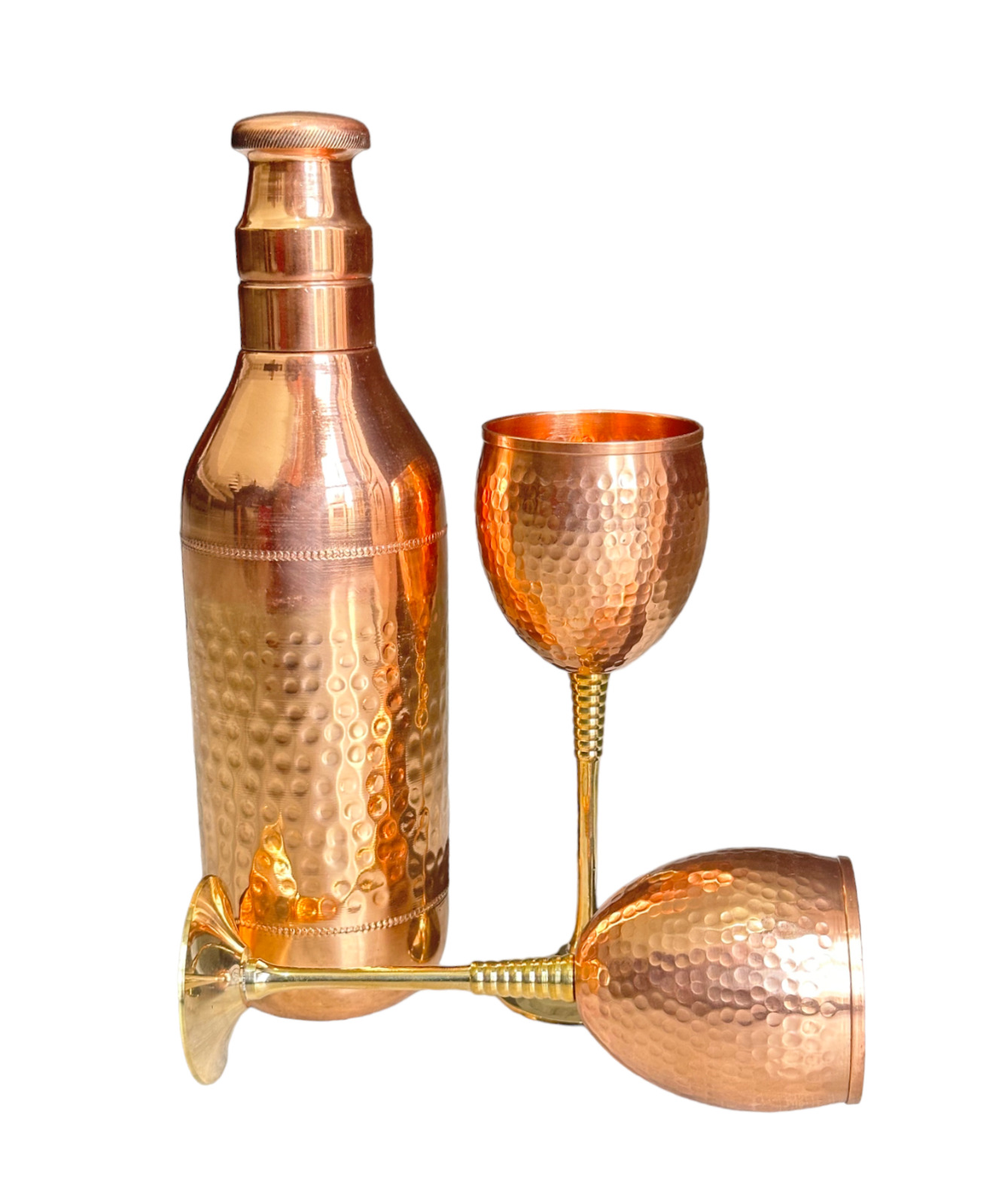 2 copper glass Ayurveda Health Benefits 100% Pure Copper Water Bottle 1000 ml