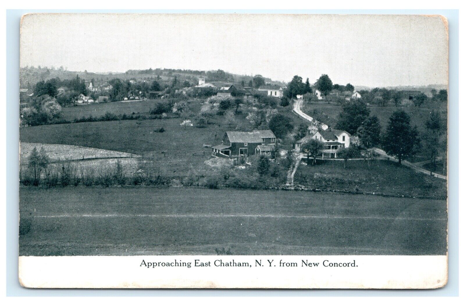Approaching East Chatham NY from New Concord Aerial Birds Eye Postcard A8