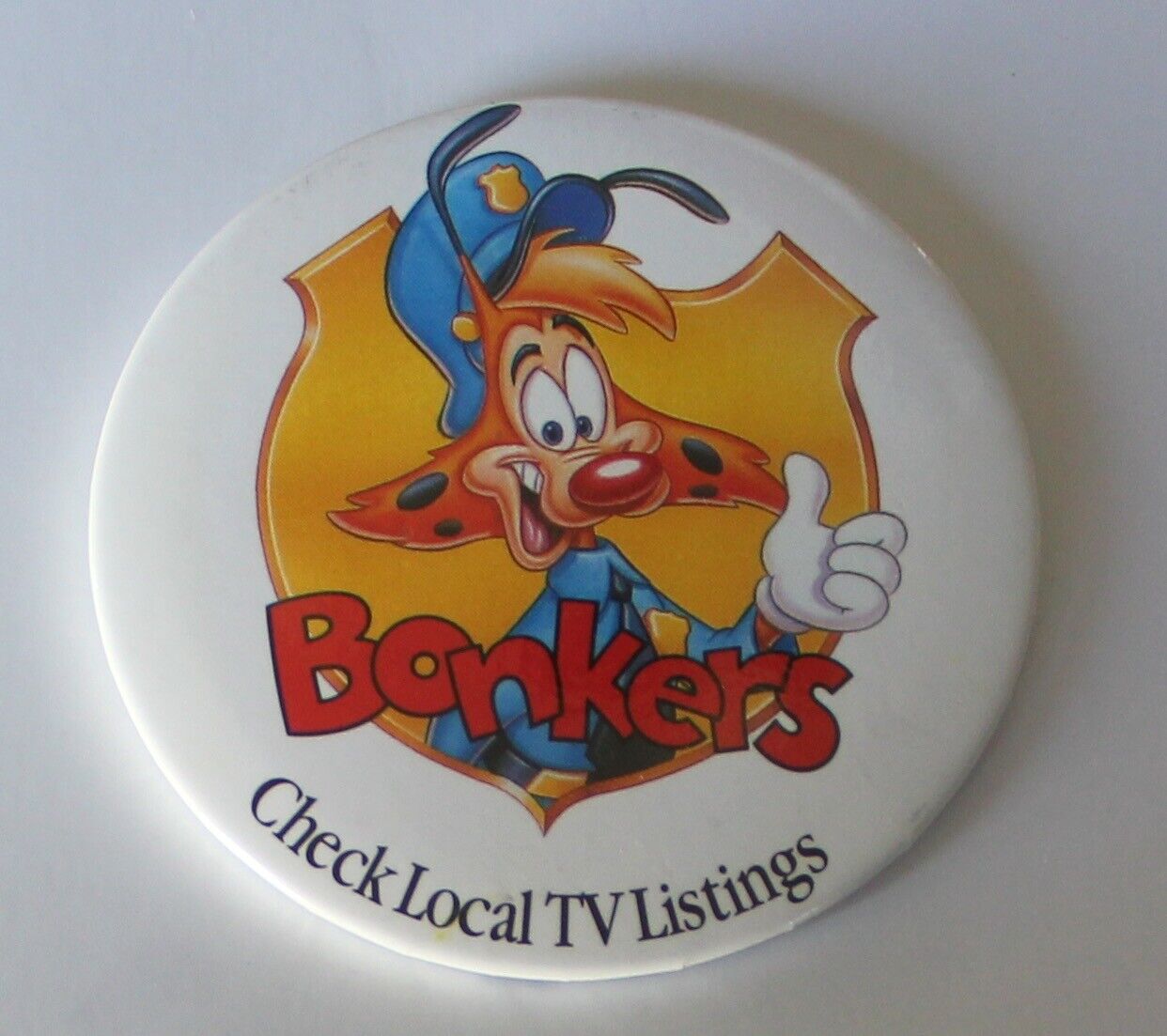 Disneyland Disney\'s Bonkers Check TV listings 1993 Pinback Button Vintage 