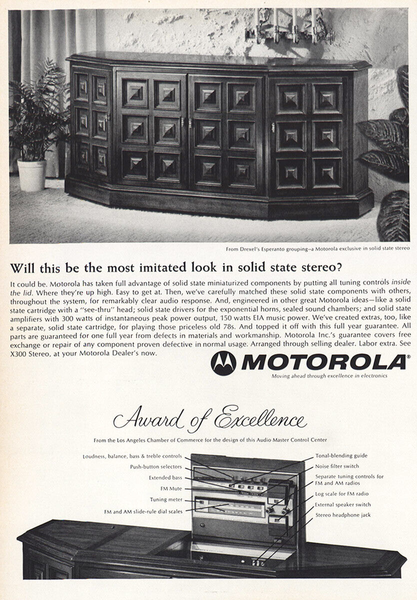 1966 Motorola Stereo: Most Imitated Look Vintage Print Ad