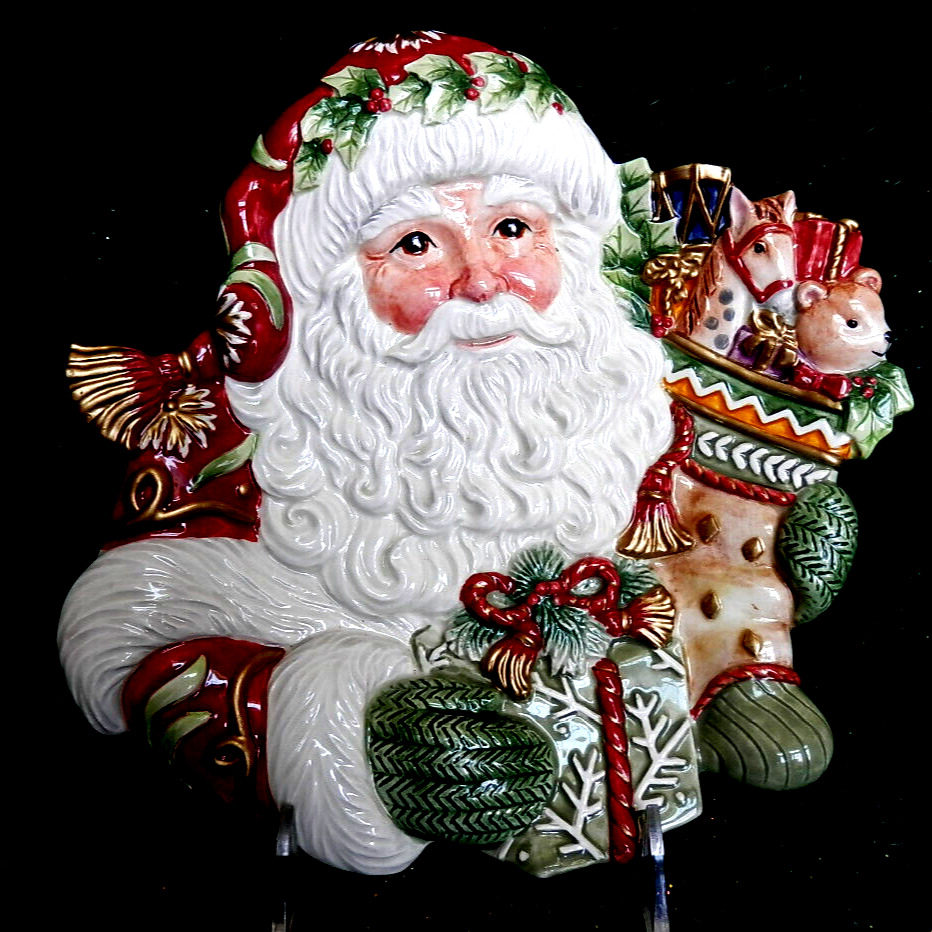 Fitz & Floyd Christmas, Winter Holiday Santa Canape Plate, Decoration, MINT, IOB