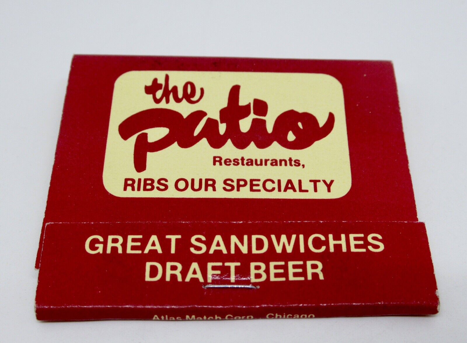 The Patio Restaurant For Ribs CHICAGO Orland Park Bridgeview FULL Matchbook