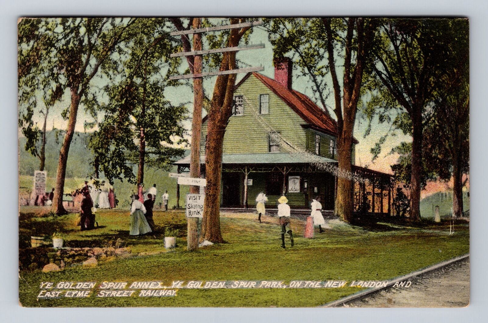New London CT-Connecticut, Ye Golden Spur Annex, Park, Vintage c1909 Postcard