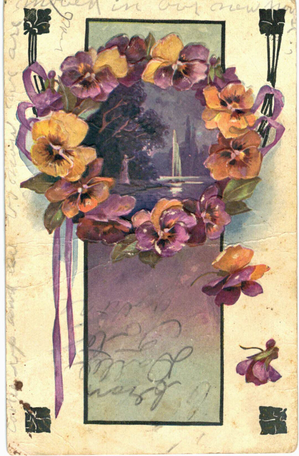 Vintage Postcard Birthday Greetings - Flowers Embossed