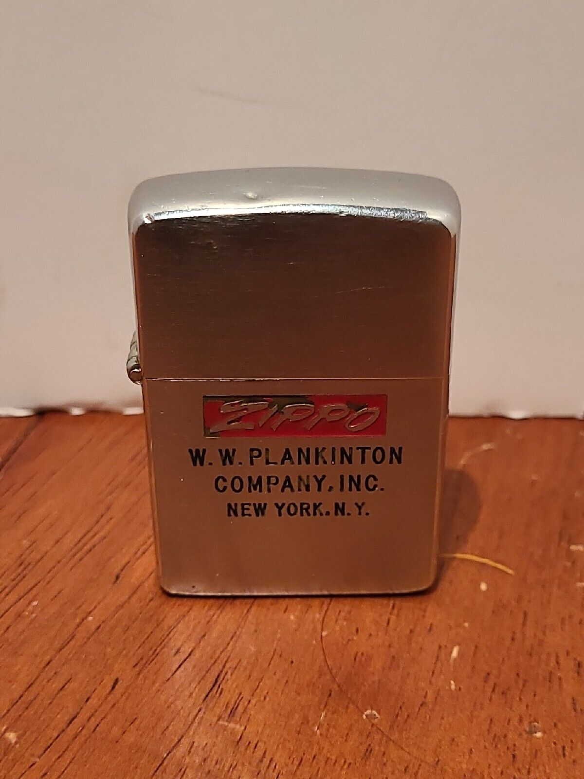 Rare W.W. Plankinton Company Zippo lighter Bradford P.A. untested Pat 2517191