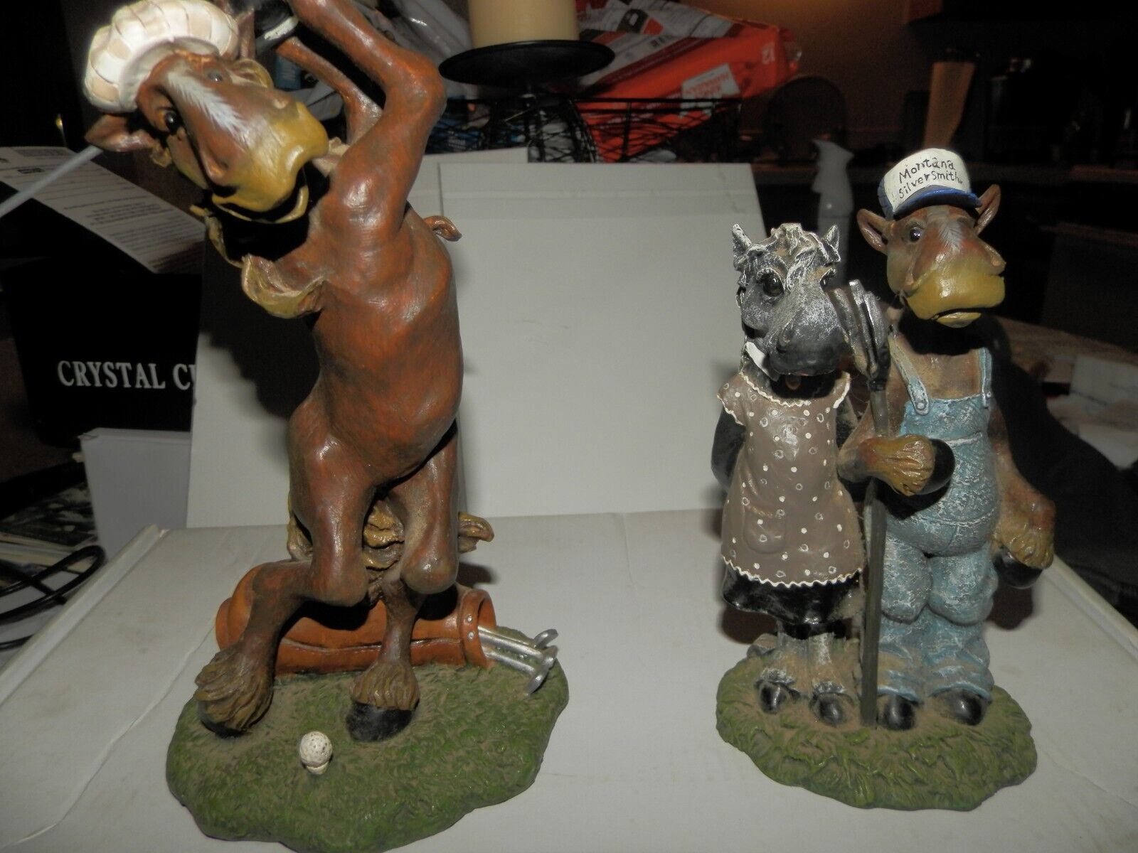 Montana Silversmith Elmer figurines,,Golfer and Elmer/Ellie Farmers