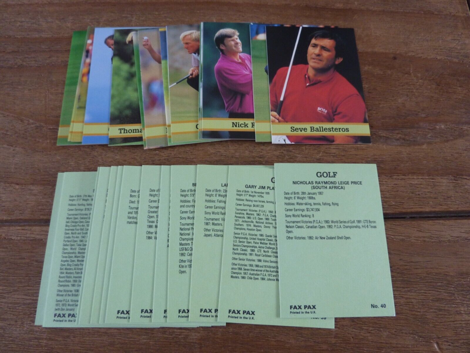 Fax Pax Famous Golfers Cards from 1993 - Nr Mint - Pick & Choose Your Cards