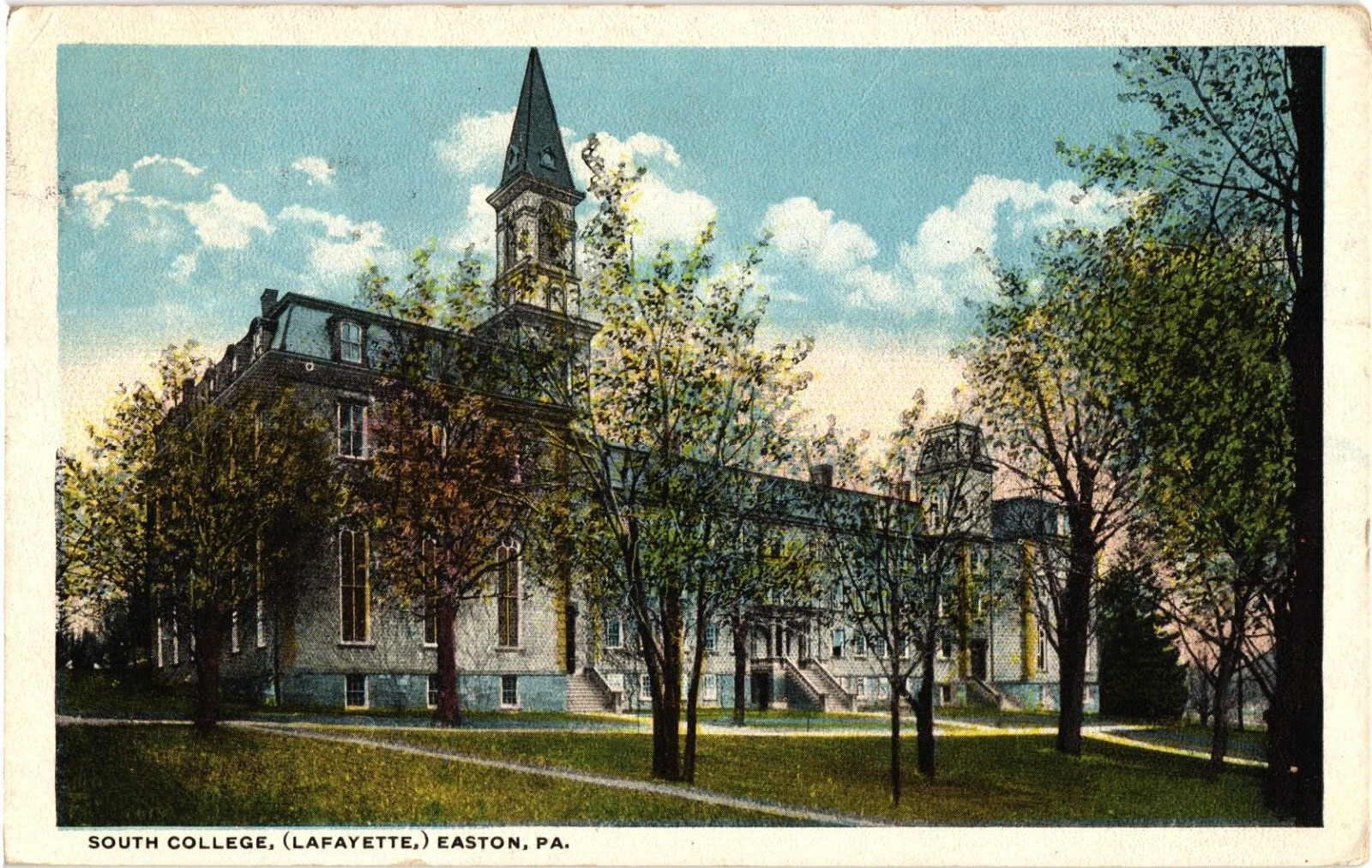 South College Lafayette College Easton PA Divided Postcard c1915