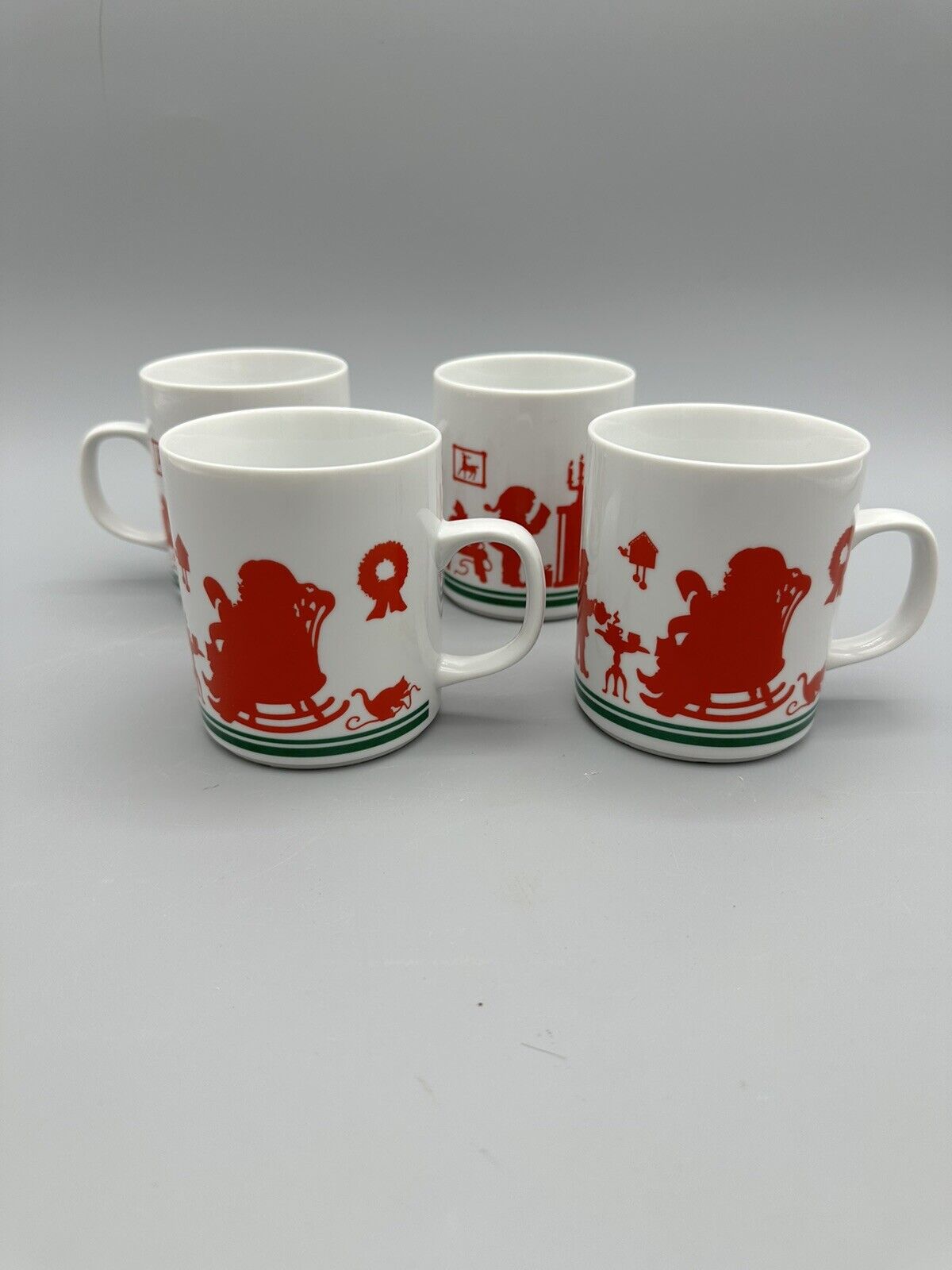 Vintage Christmas Mug 80s 1984 AVON Mr & Ms Santa Claus Ceramic Set of 4