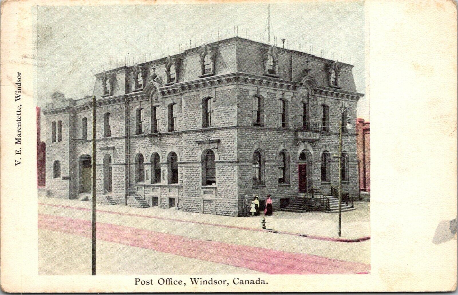Vintage Postcard Windsor, Ontario Canada  Post Office  1906