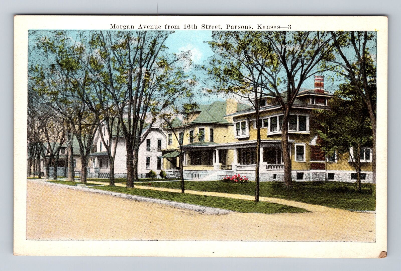 Parsons KS-Kansas, Morgan Avenue, Vintage Postcard