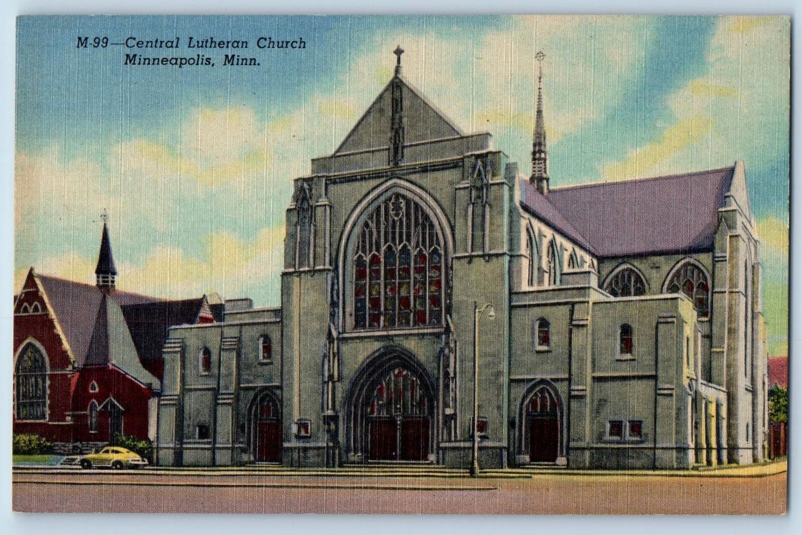 Minneapolis Minnesota MN Postcard Central Lutheran Church Exterior c1940 Vintage
