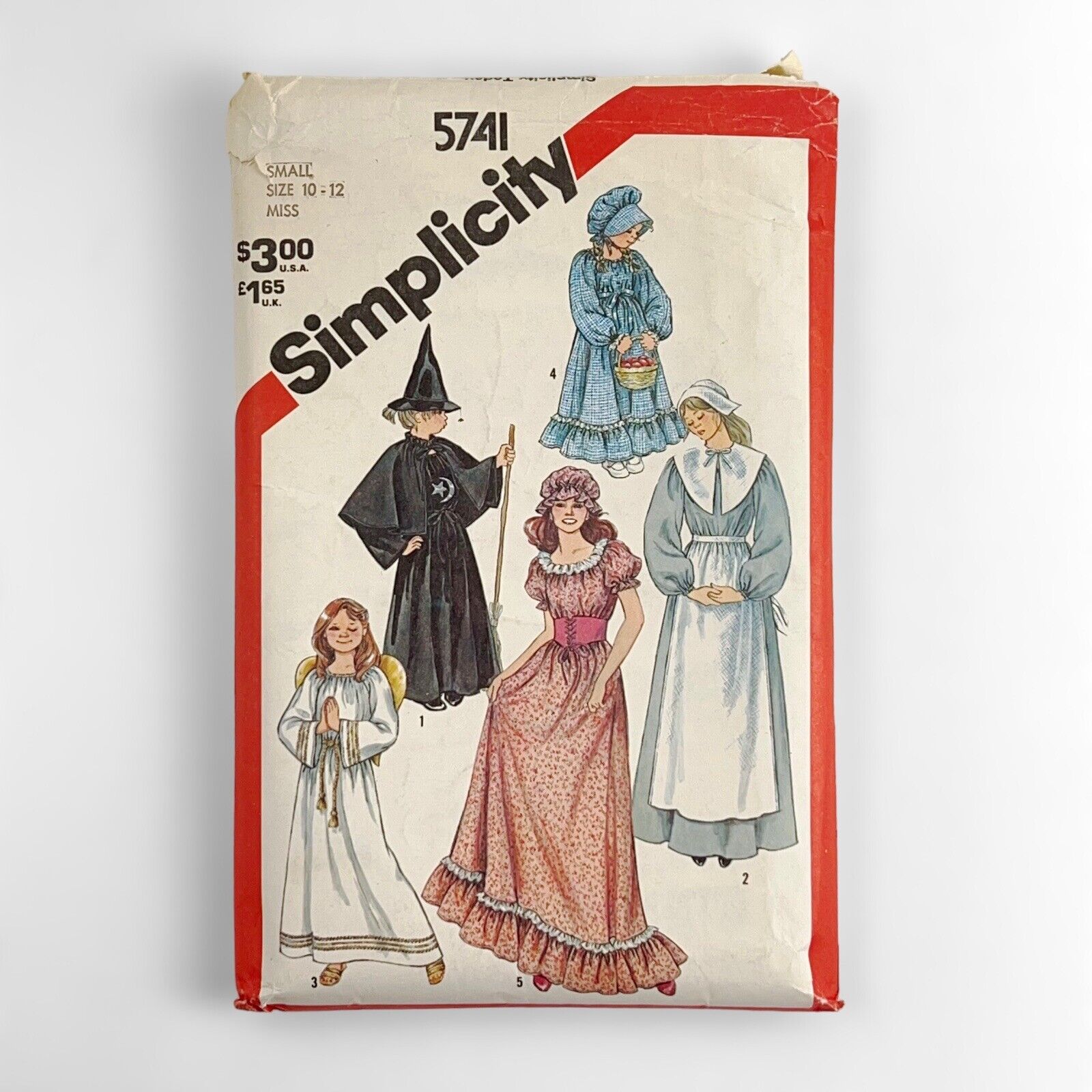 Simplicity Vintage Costume Pattern 5741 Misses 10-12Witch,Pilgrim,Angel,Colonial