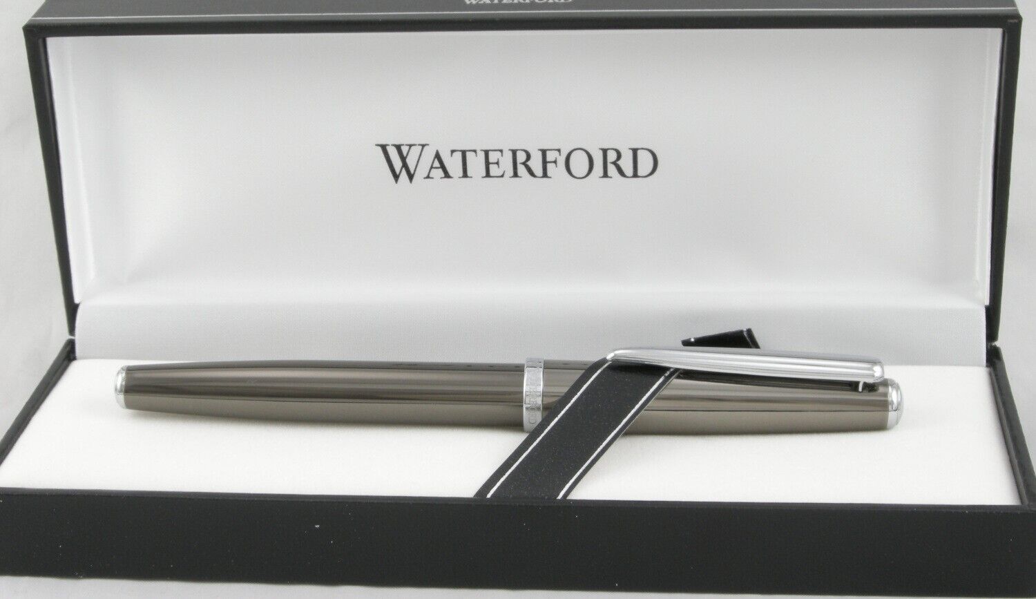 Waterford Marquis Claria Gunmetal & Chrome Fountain Pen - Medium Nib -New in Box