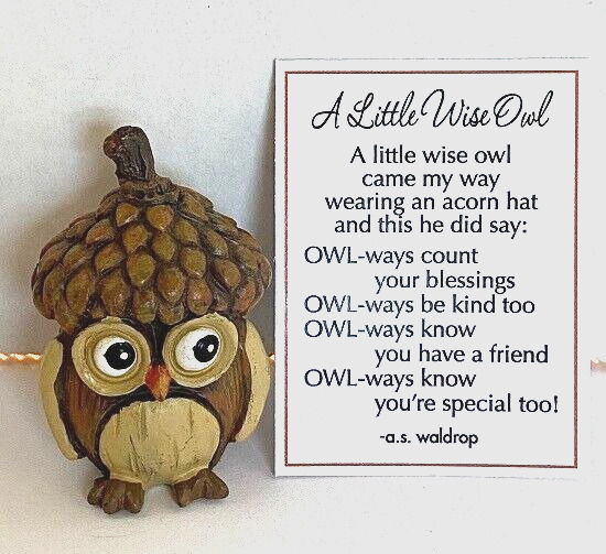 Ganz Little Wise Owl Figurine w/Acorn Hat Resin 2\