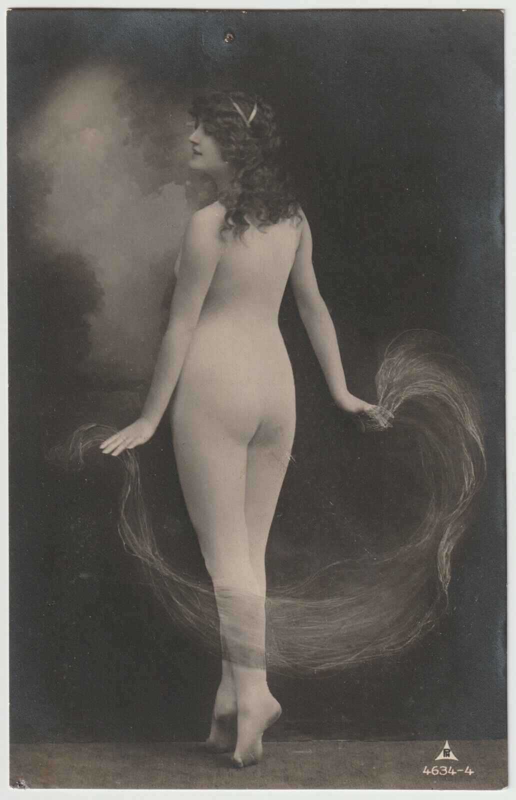 Original French real photo postcard risqué nude bodystocking 1900\'s RPPC pc #800