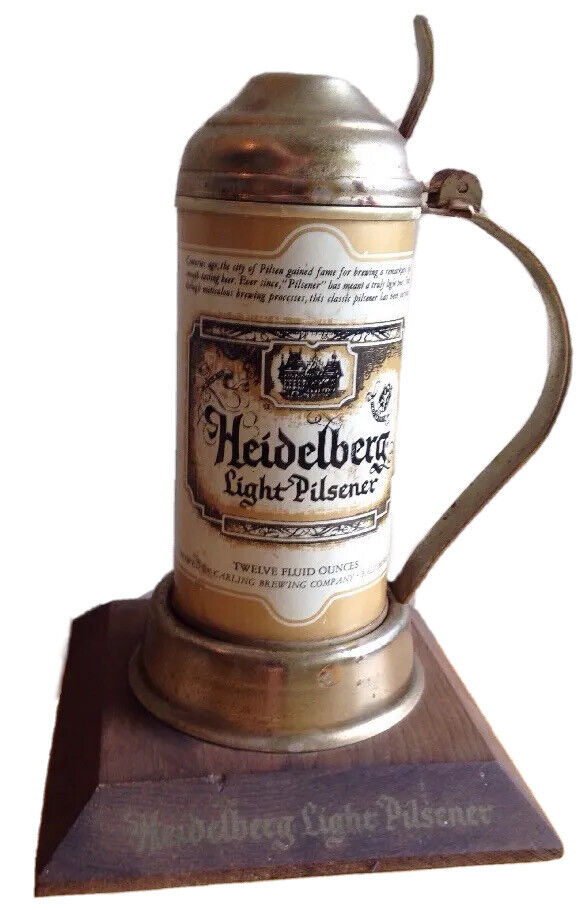 1970s HEIDELBERG LIGHT PILSENER BEER CAN STEIN DISPLAY, CARLING, BALTIMORE, MD