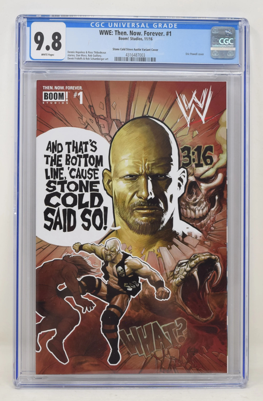 WWE THEN NOW FOREVER #1 B Boom 2016 CGC 9.8 Eric Powell Stone Cold Steve Austin