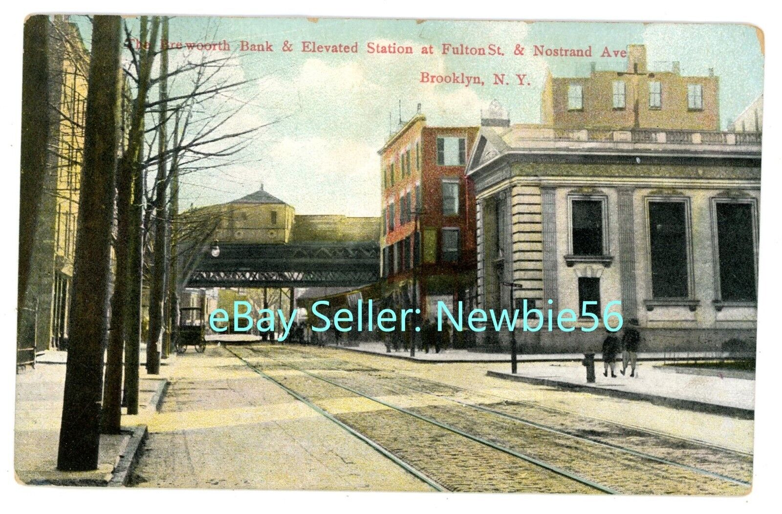 Brooklyn NYC NY - ELEVATED RAILRAOD STATION NOSTRAND AVE & FULTON ST - Postcard