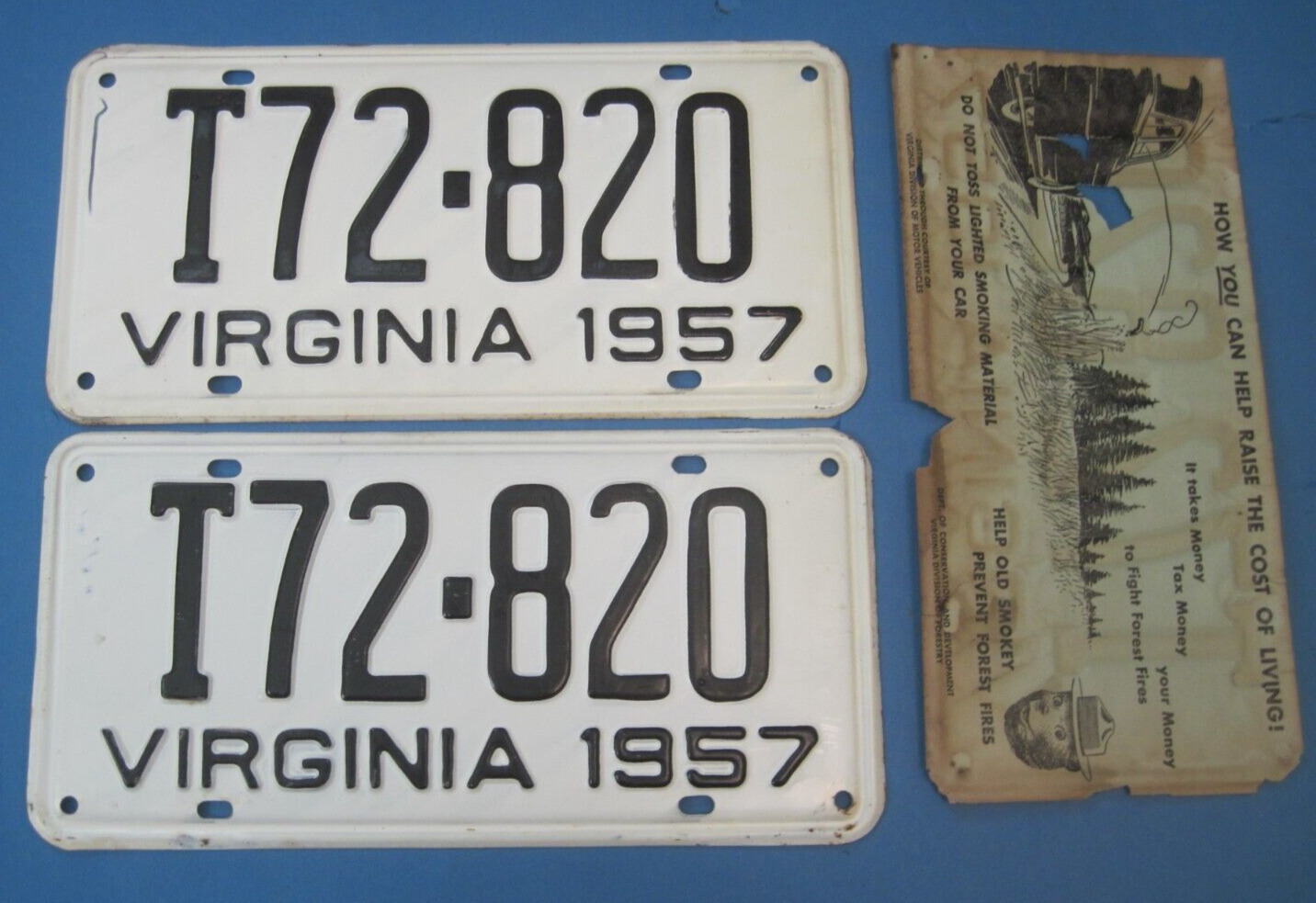 New Unused Pair 1957 Virginia truck License Plates