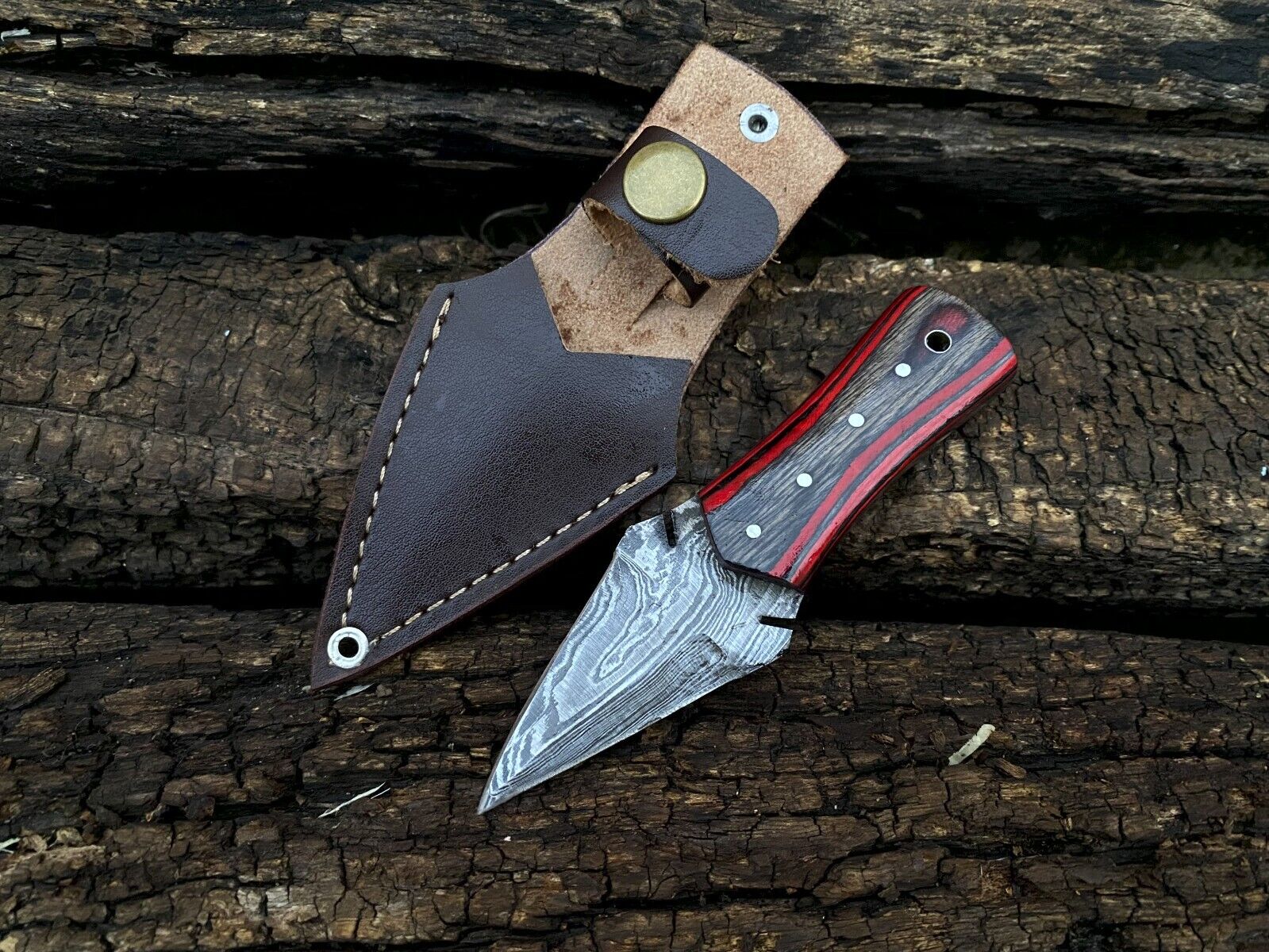 SHARD™ Custom Hand Forged Damascus Steel HUNTING MINI NECK KNIFE W/SHEATH
