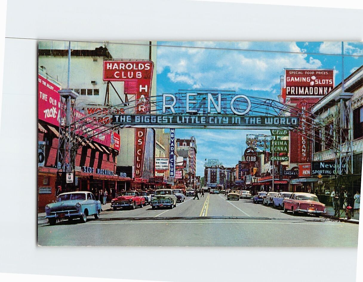 Postcard Famous Arch Entrance Virginia Street Reno Nevada USA