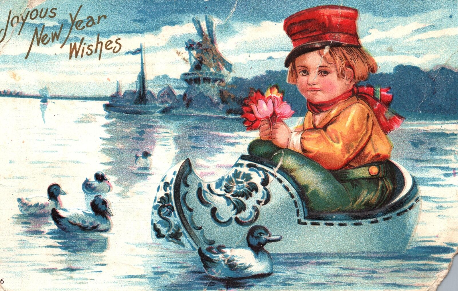 VINTAGE POSTCARD JOYOUS NEW YEAR WISHES PRIVATE MAILING CARD 1898-1901 MAILED 06