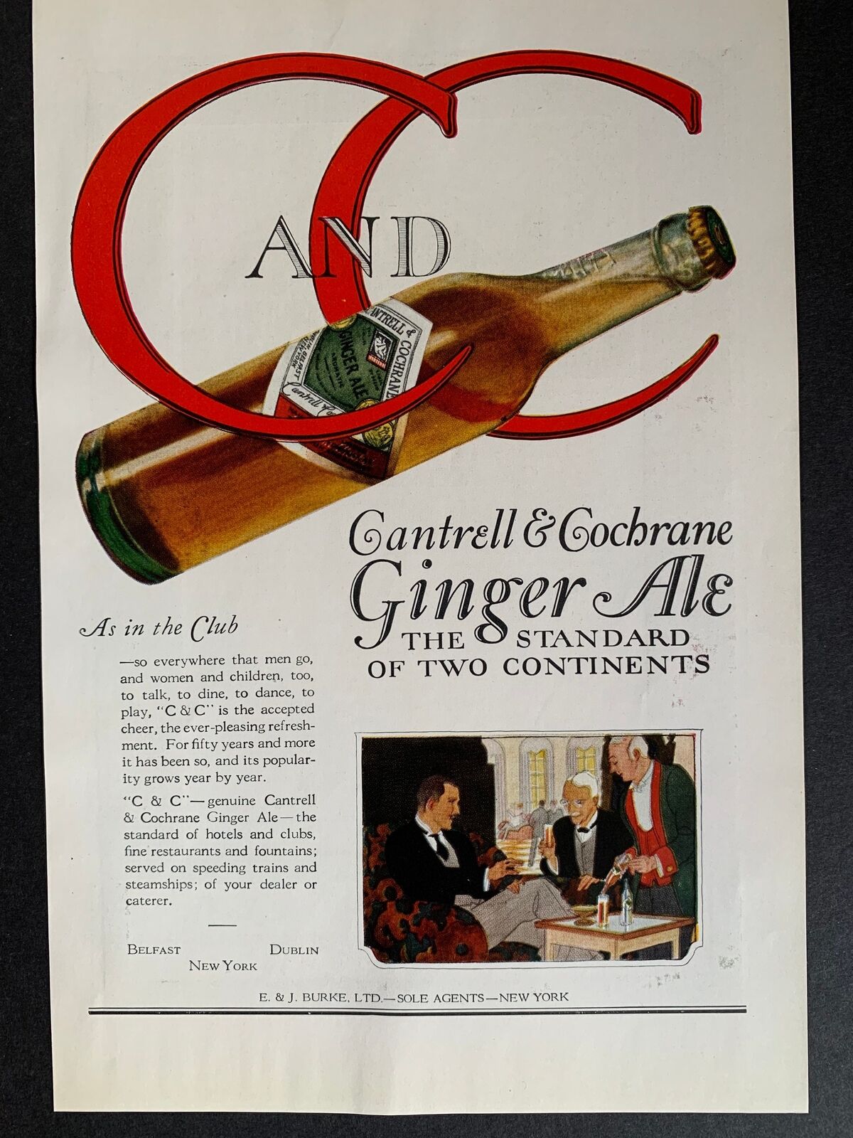 Vintage 1930s Cantrell & Cochrane Ginger Ale Ad