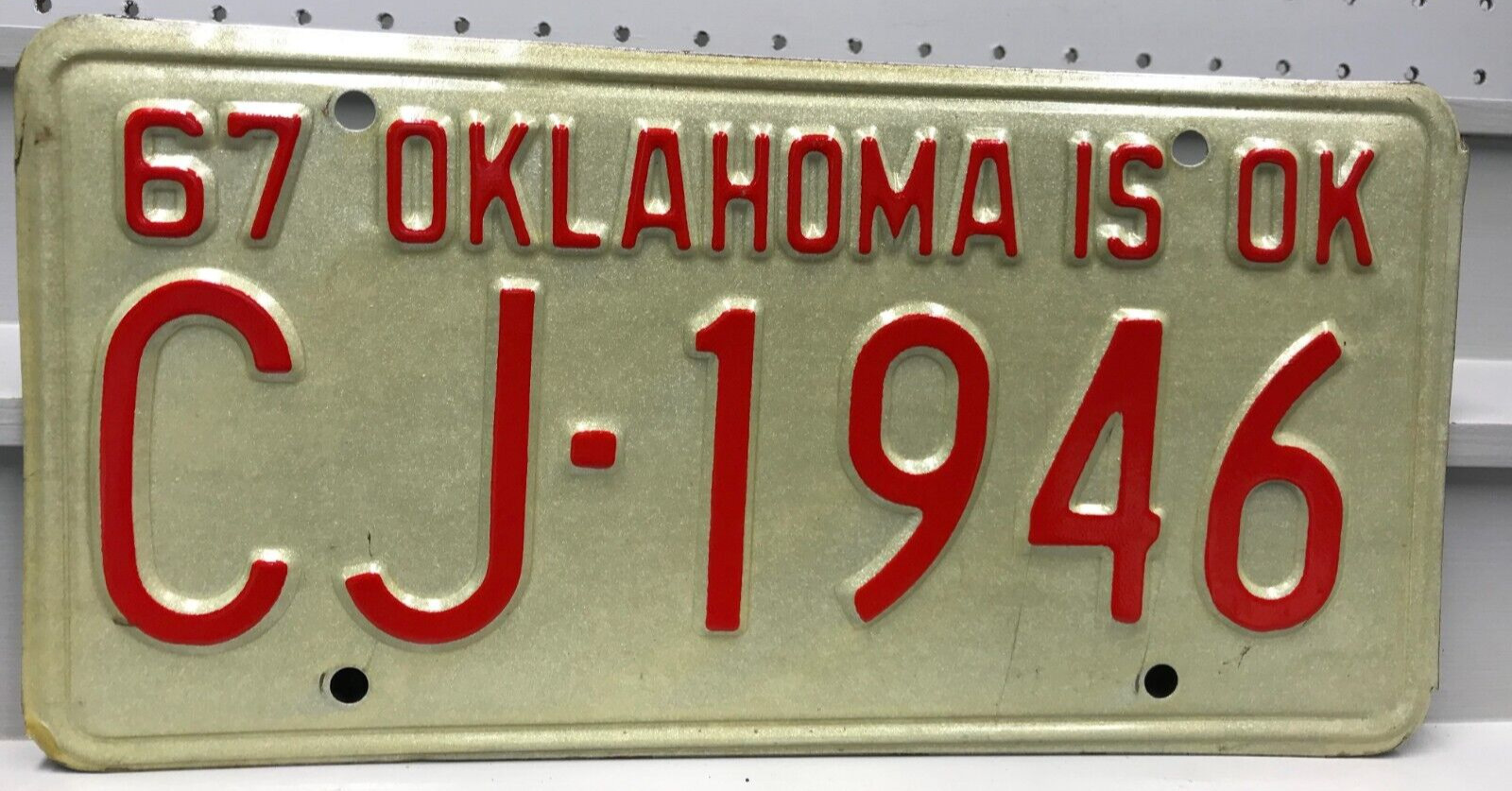 1967 Oklahoma License Plate CJ-1946
