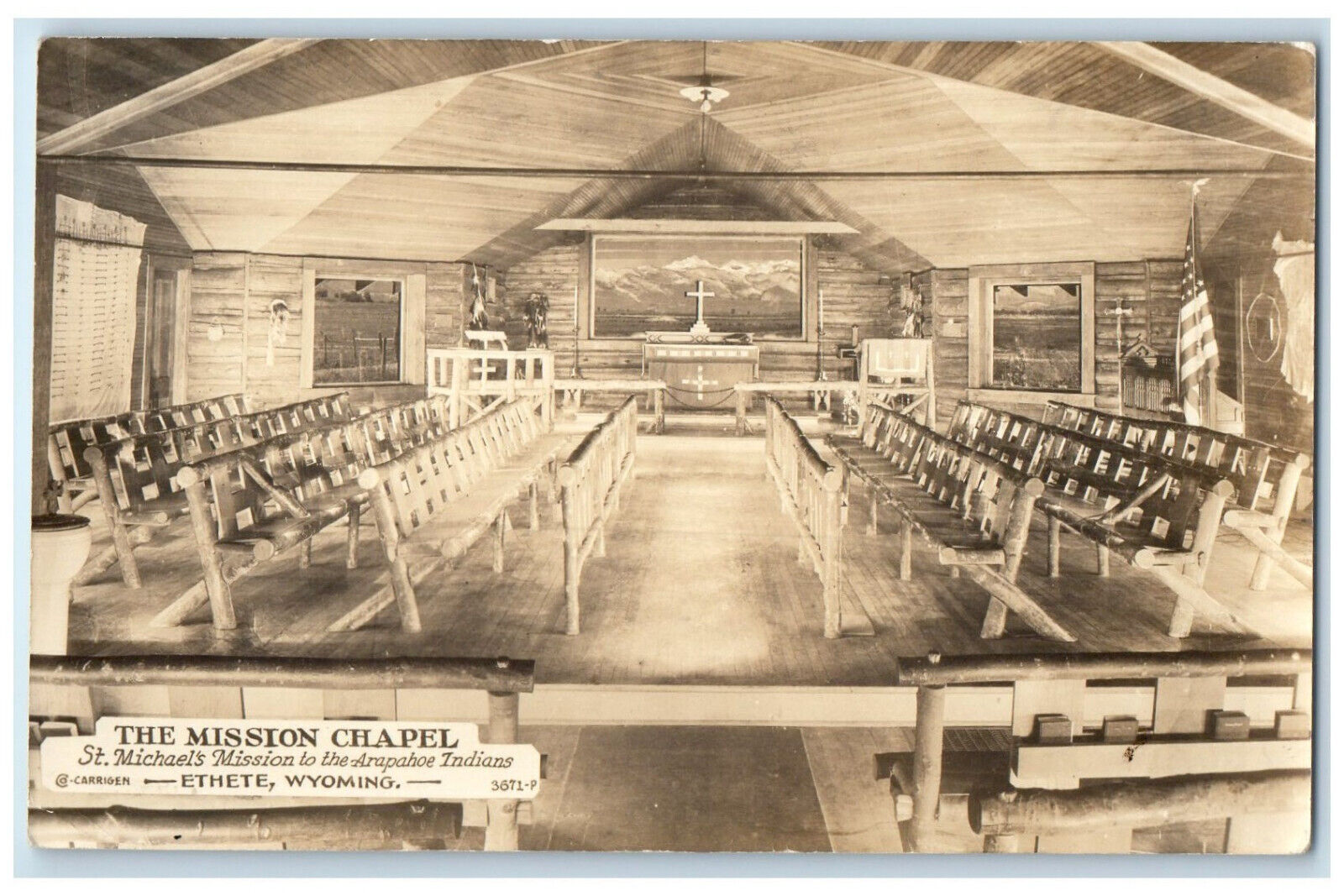 Ethete Wyoming WY RPPC Photo Postcard The Mission Chapel St. Michaels c1910