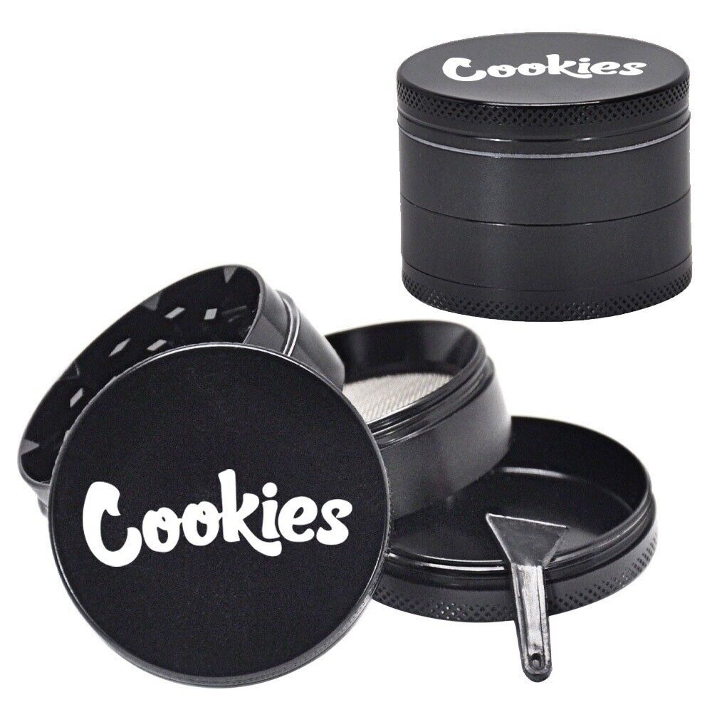 50mm Cookies Crusher 4 Piece Tobacco Spice Herb Hemp Grinder W/ Scooper New
