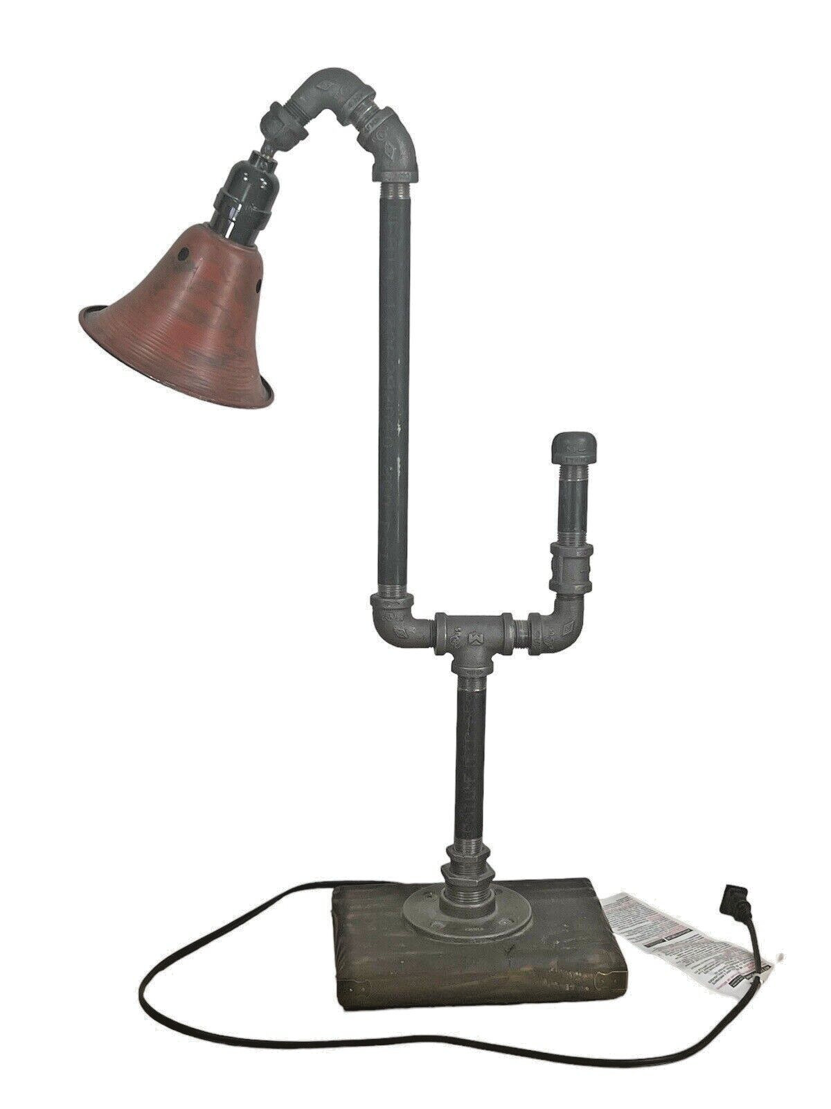 hand made stempunk industrial rustic metal pipe table lamp 26\'\'