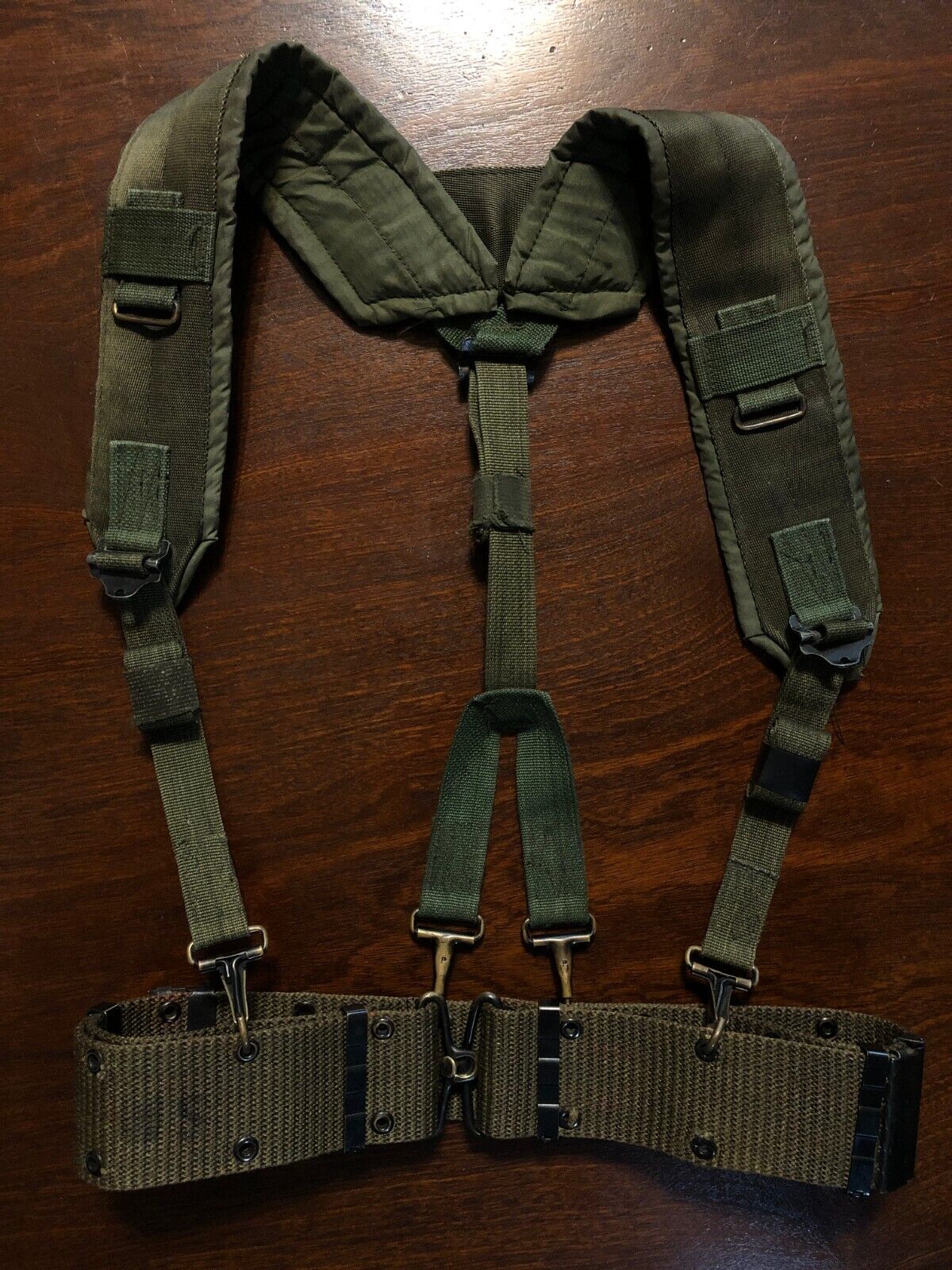 Late Vietnam 1974 US Army USGI ALICE LC-1 Nylon Equipment Suspenders & Belt MED