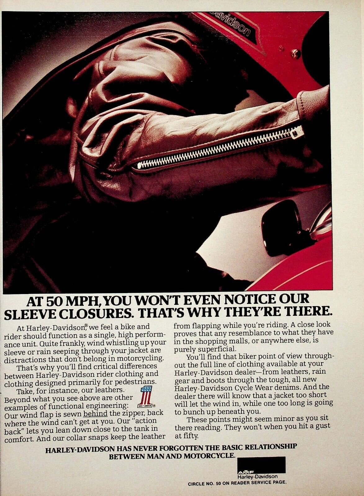 1979 Harley-Davidson Leather Motorcycle Jacket Zipper Sleeve - Vintage Ad