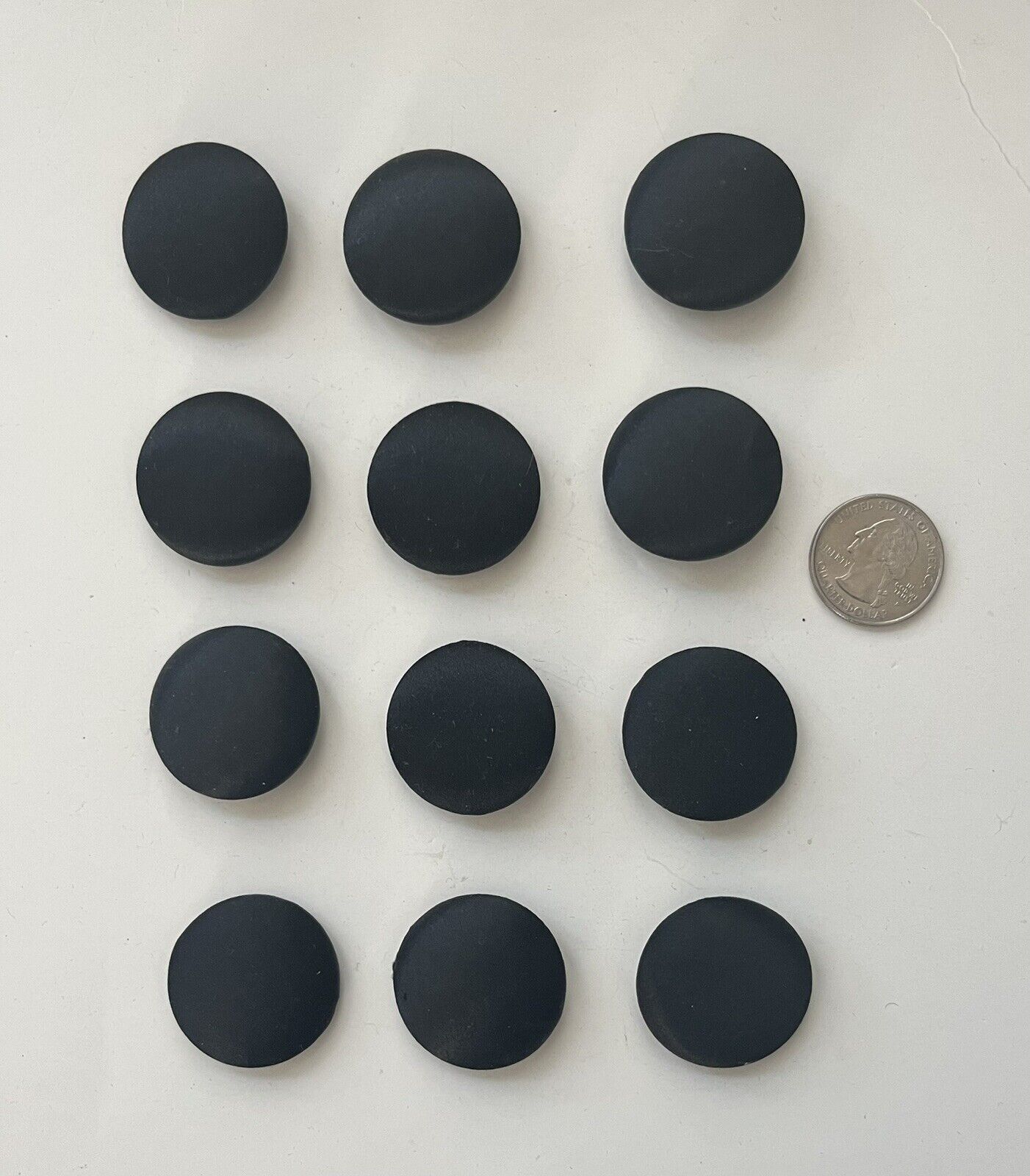 Vintage Lot of 12 Black Satin 1 1/4” Buttons